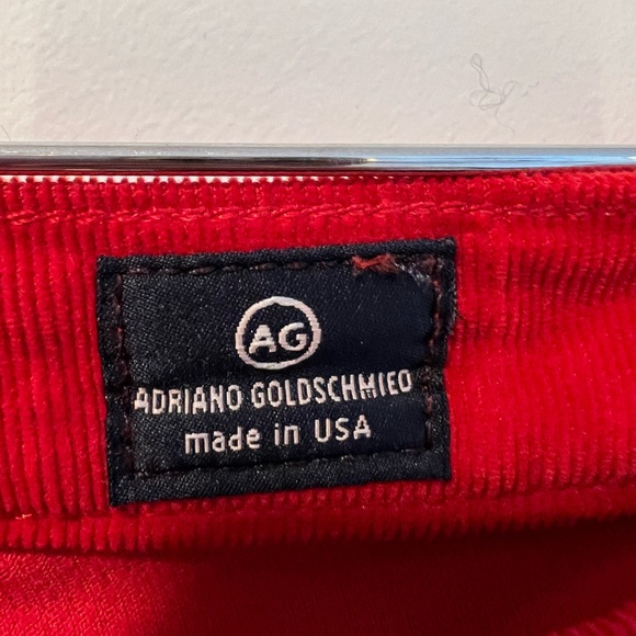 AG Adriano Goldschmied Vibrant Red Corduroy Pants The Stevie Ankle - Picture 2 of 9